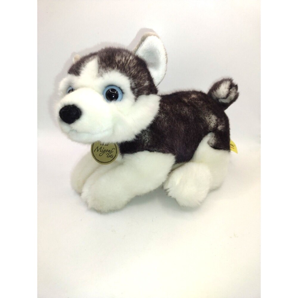 Miyoni Tots Baby Husky Puppy Dog Plush Stuffed Animal Blue Eyes Aurora Realistic